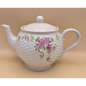 Tea‎ Pot Pink Flowers Vintage Ceramic Made In Japan For Telaflora 1985